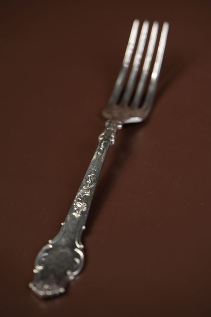 Antique French Silver-Plated Spoon & Fork Set, 12 Pieces