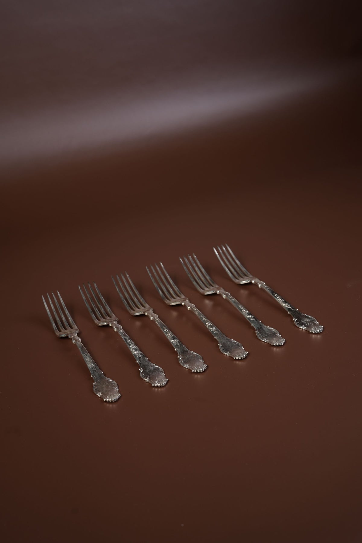 Antique French Silver-Plated Spoon & Fork Set, 12 Pieces