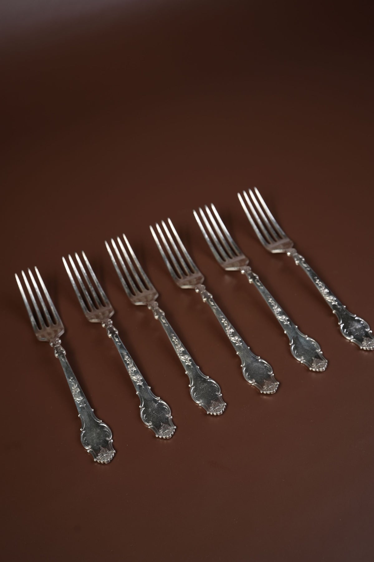 Antique French Silver-Plated Spoon & Fork Set, 12 Pieces