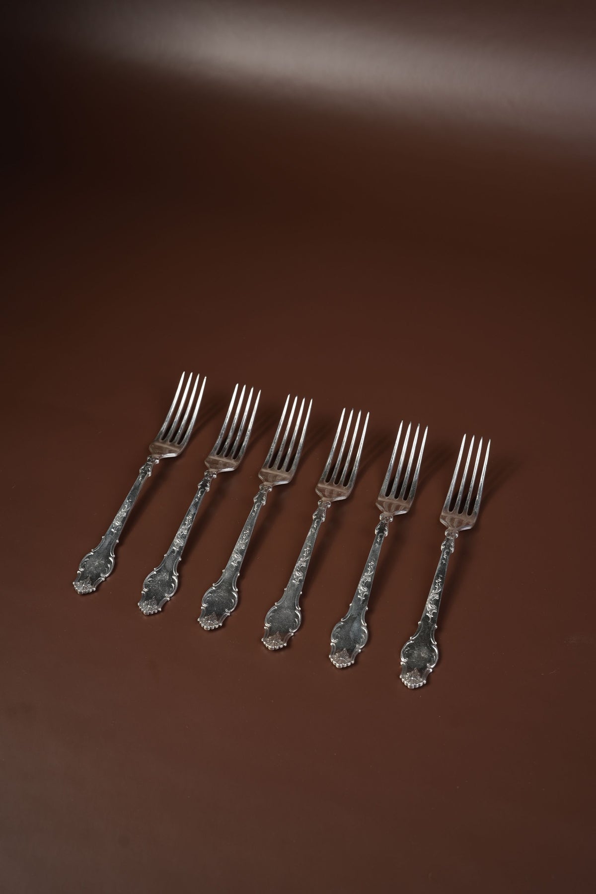 Antique French Silver-Plated Spoon & Fork Set, 12 Pieces