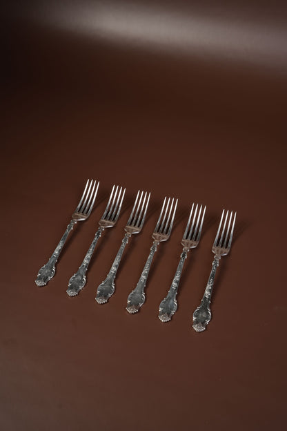 Antique French Silver-Plated Spoon & Fork Set, 12 Pieces