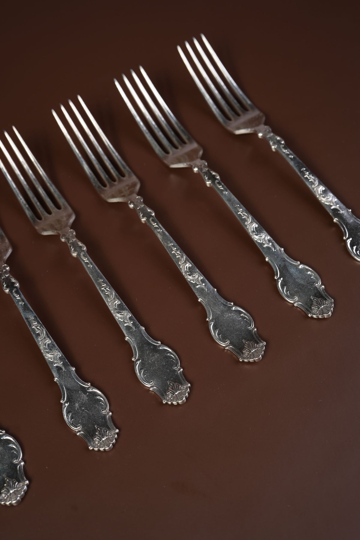 Antique French Silver-Plated Spoon & Fork Set, 12 Pieces