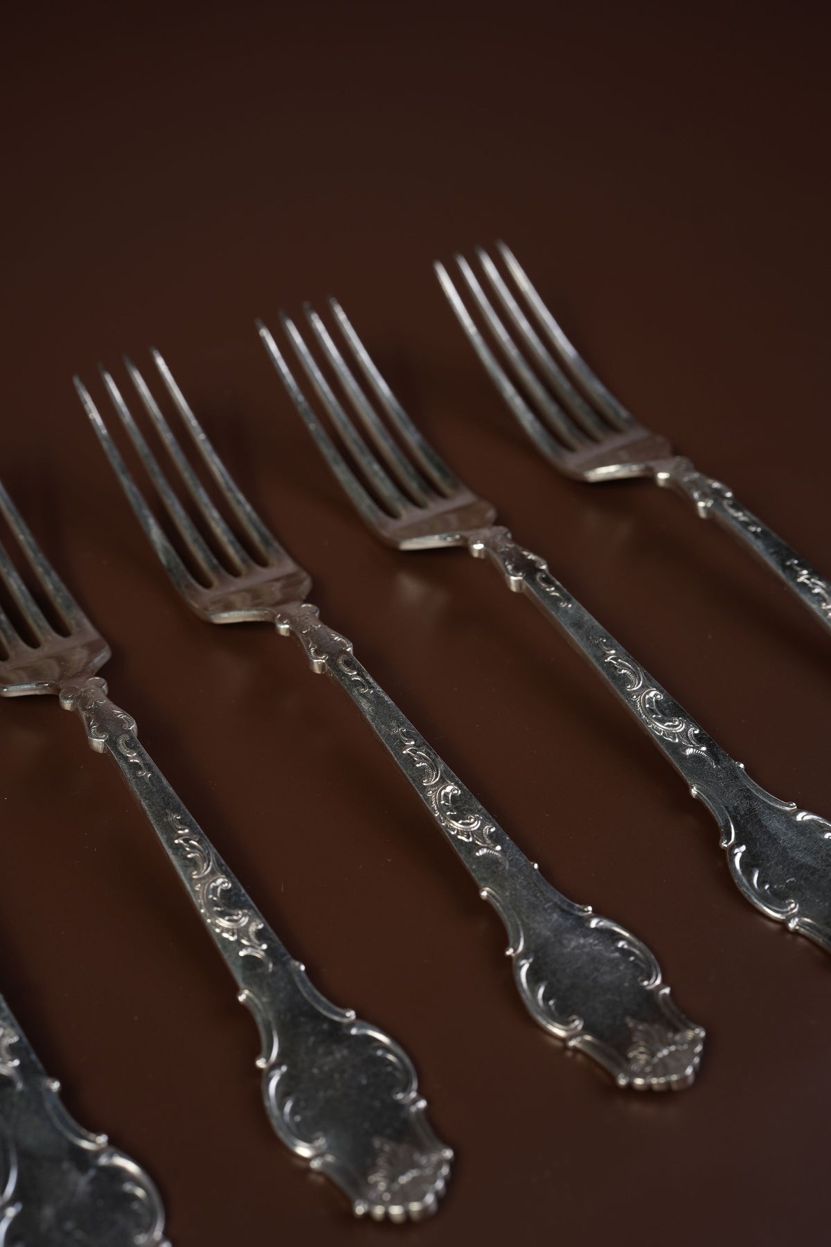 Antique French Silver-Plated Spoon & Fork Set, 12 Pieces