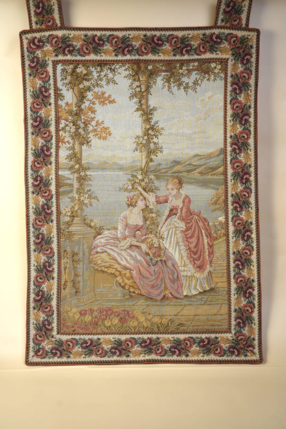 Antique Italian “Dame e Lago” Wall Tapestry