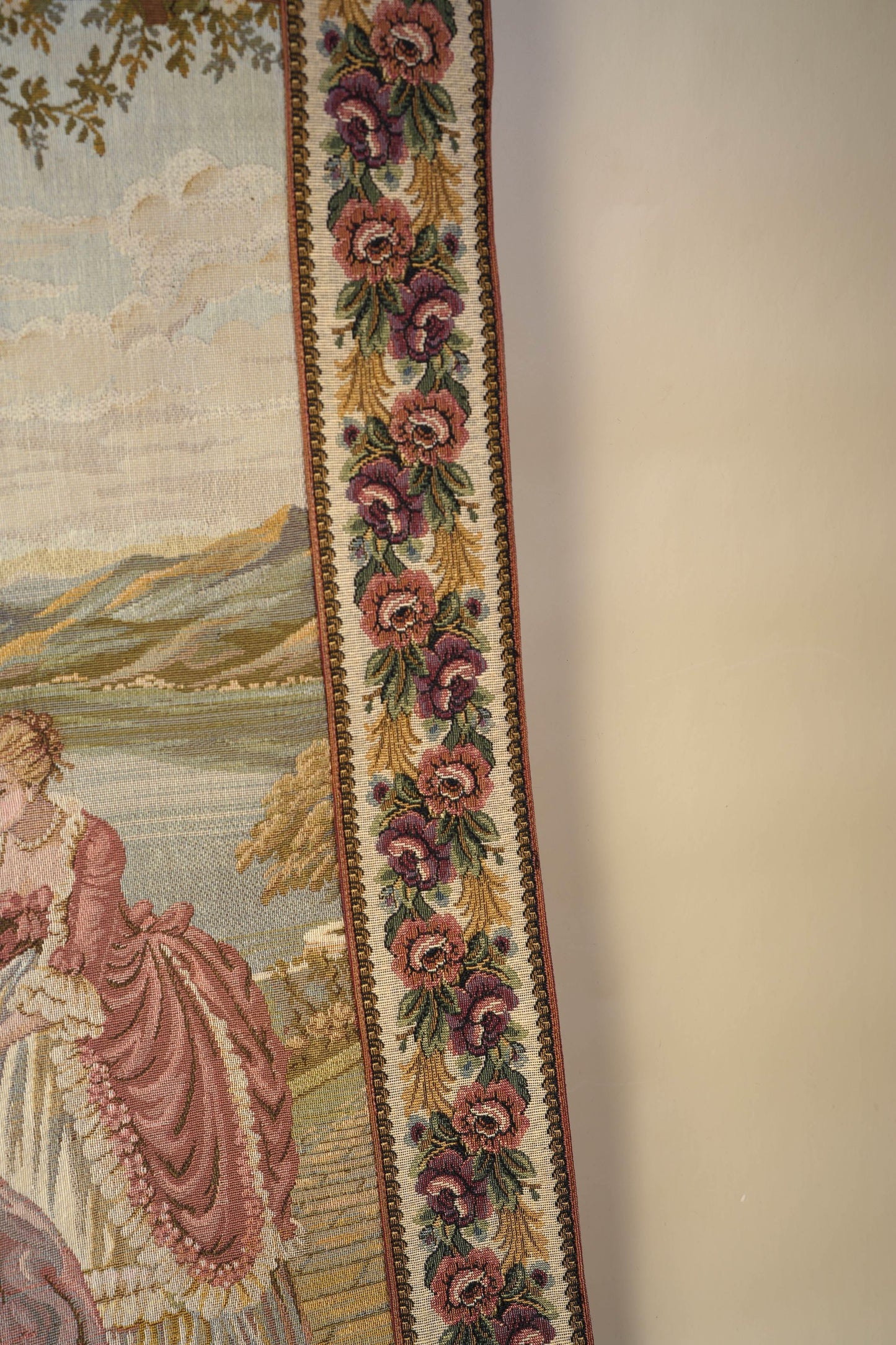 Antique Italian “Dame e Lago” Wall Tapestry