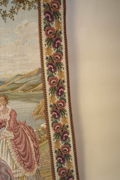 Antique Italian “Dame e Lago” Wall Tapestry