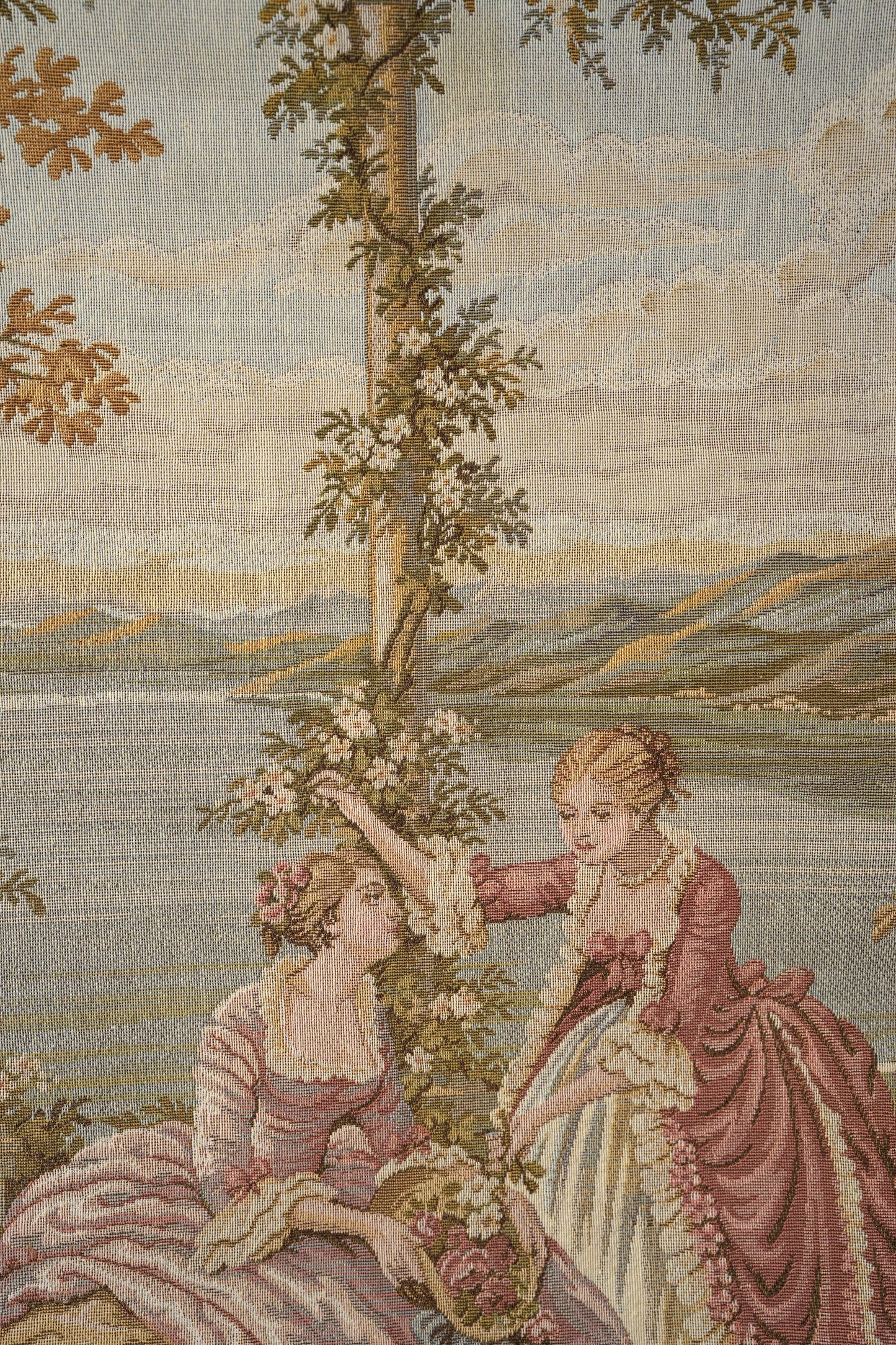 Antique Italian “Dame e Lago” Wall Tapestry