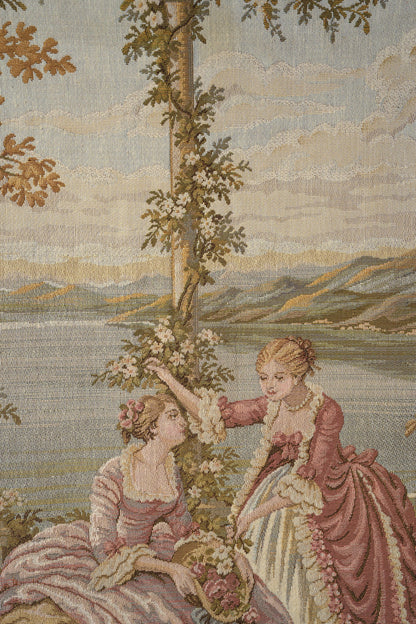 Antique Italian “Dame e Lago” Wall Tapestry