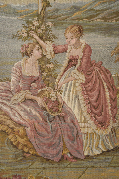 Antique Italian “Dame e Lago” Wall Tapestry