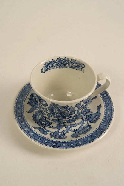 Vintage Ridgway "Jacobean" 14-Piece Ironstone Tea Set, England, c. 1960s