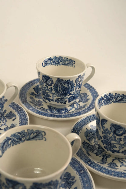 Vintage Ridgway "Jacobean" 14-Piece Ironstone Tea Set, England, c. 1960s