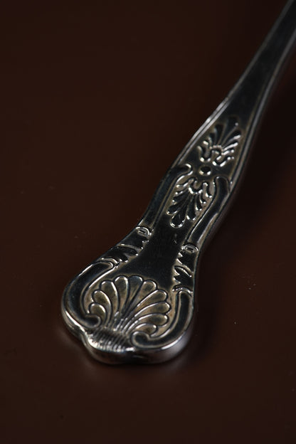 Antique Silver-Plated Pierced Salad Serving Spoon & Fork Set