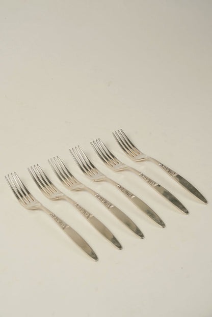 Set of 6 |  Silver-Plated Forks with Detailing