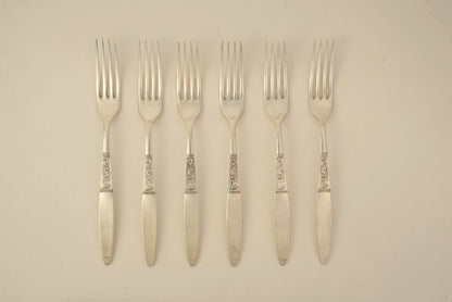 Set of 6 |  Silver-Plated Forks with Detailing