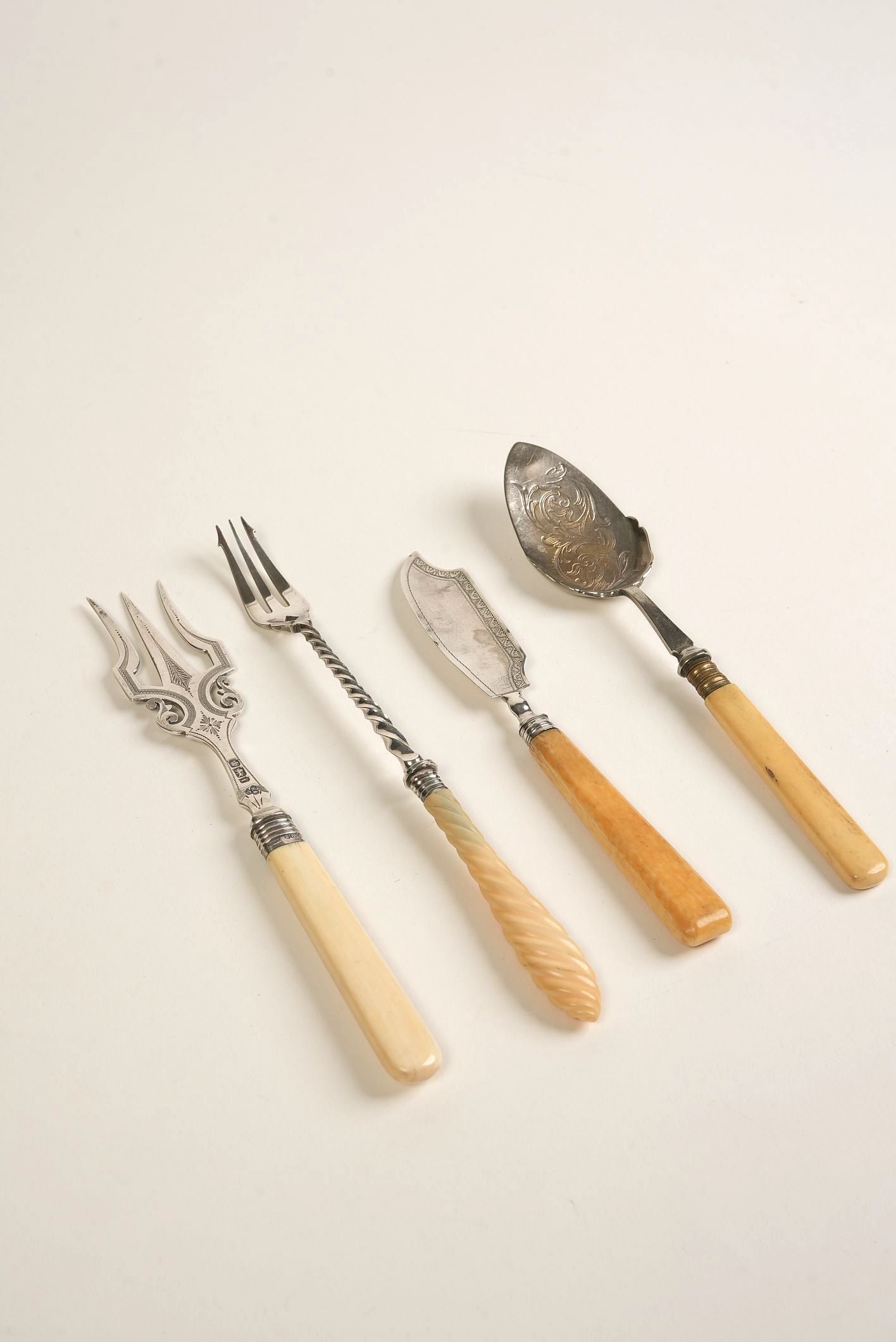 Antique Solid Silver Serving Fork