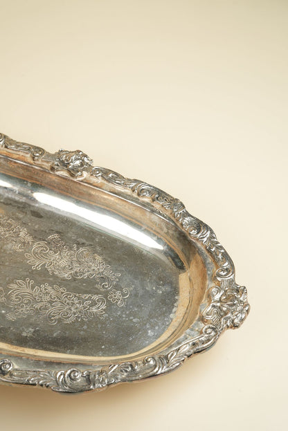 Ornate Silver-Plated Engraved Tray