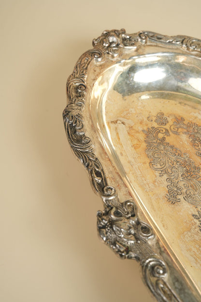 Ornate Silver-Plated Engraved Tray