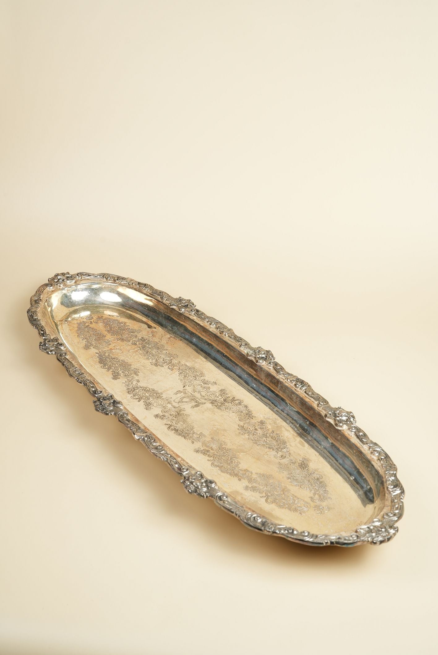 Ornate Silver-Plated Engraved Tray