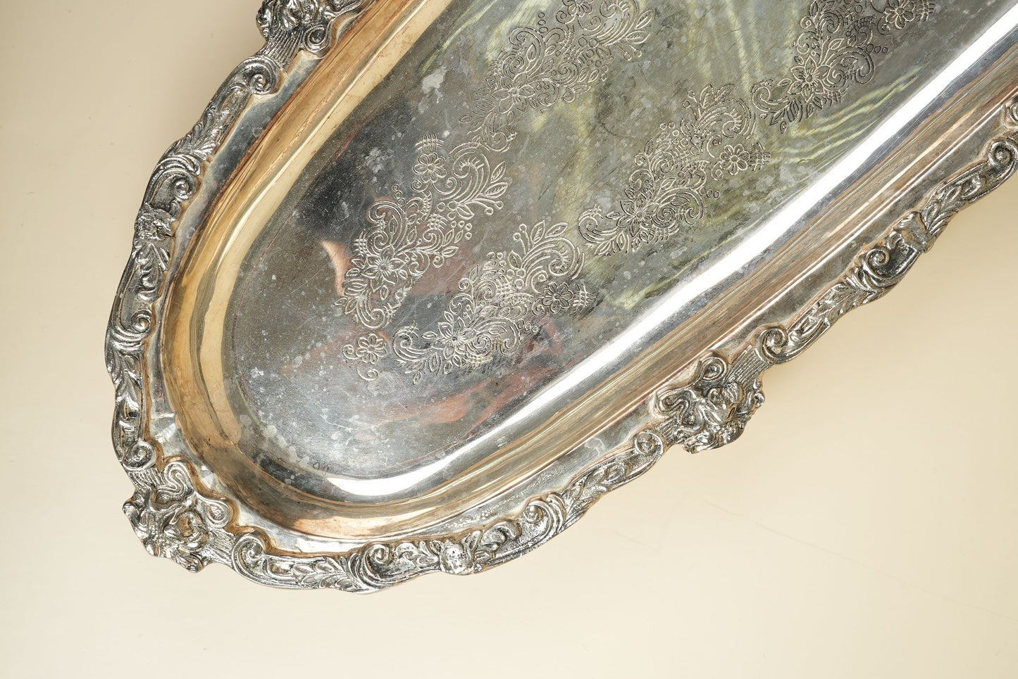 Ornate Silver-Plated Engraved Tray
