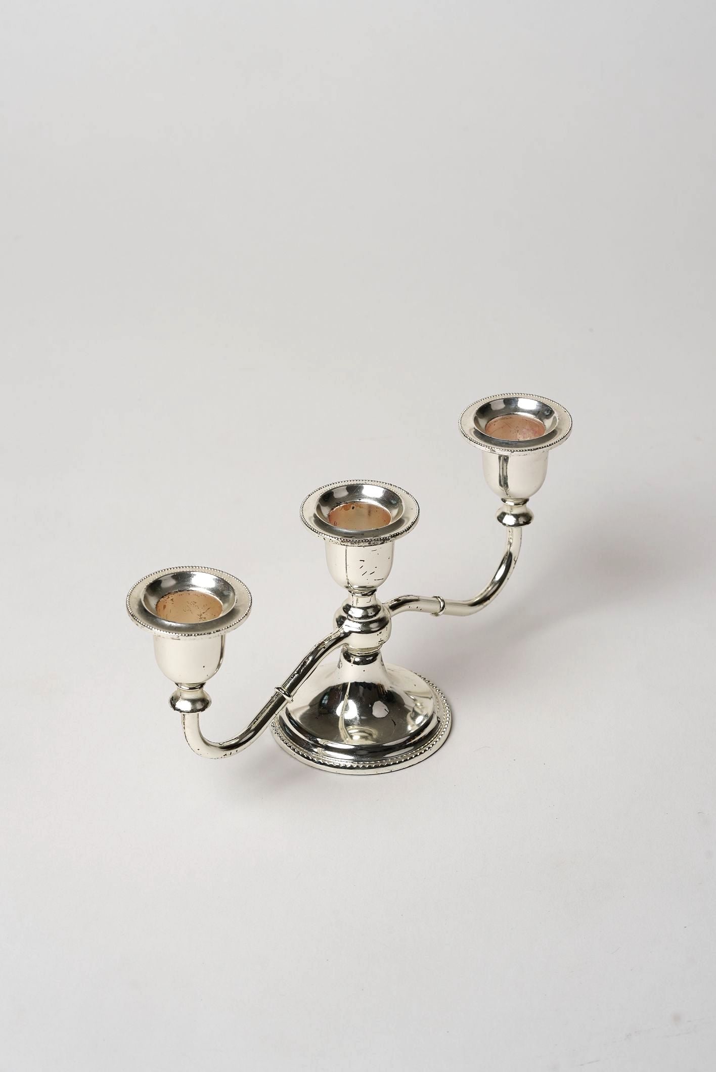 Antique Three-Arm Silver-Plated Candelabra