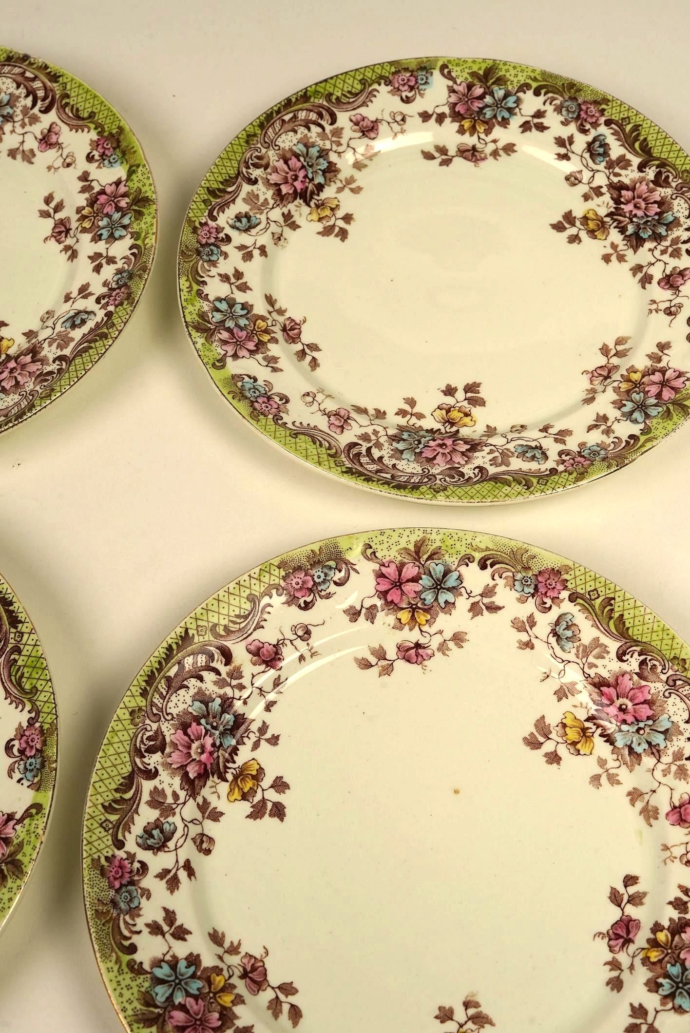 Set of 5 | Antique William Northwood “Maine” Pattern Lunch Plates