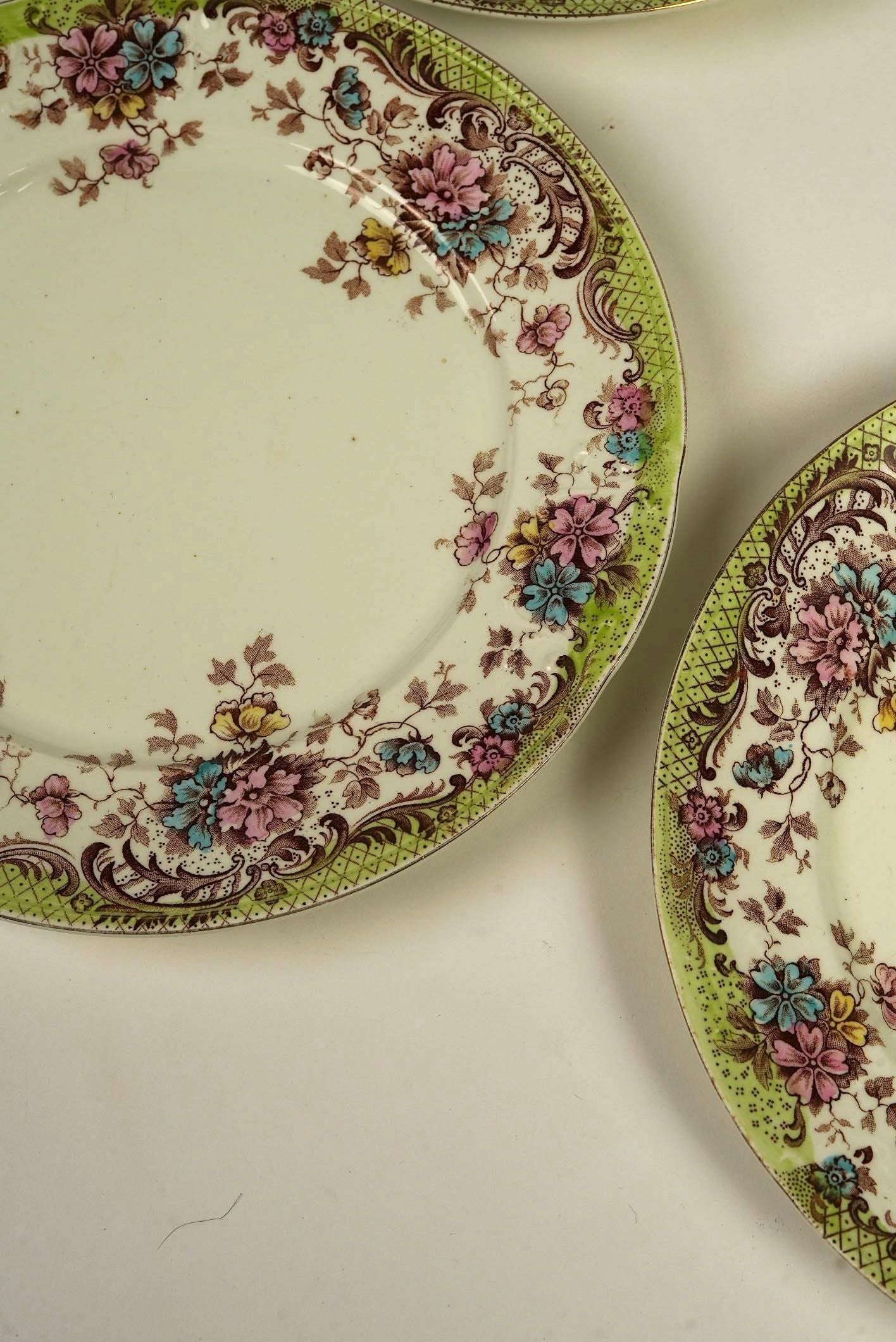 Set of 5 | Antique William Northwood “Maine” Pattern Lunch Plates