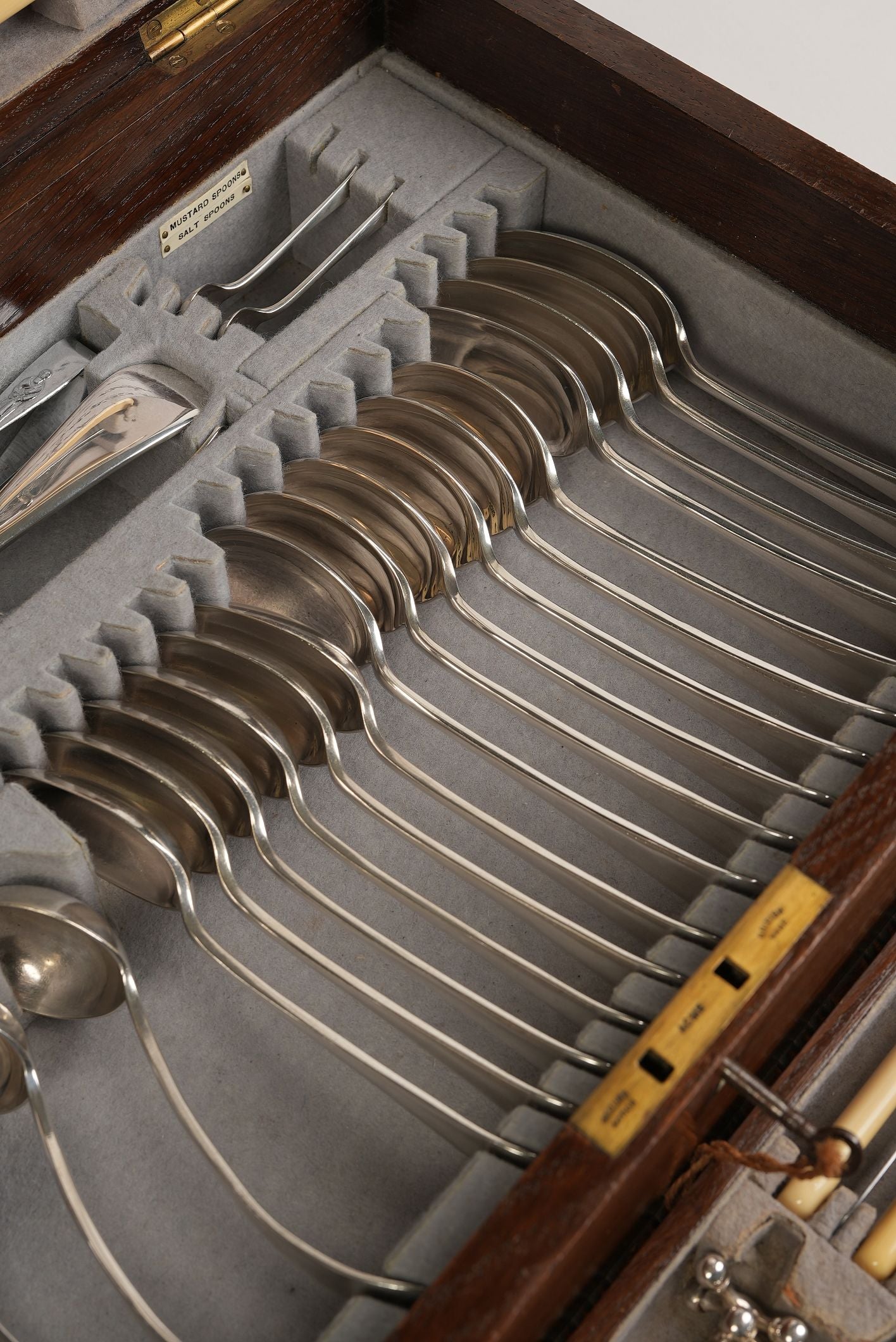 Antique Silver Plated Cutlery Canteen in Fitted Oak Case