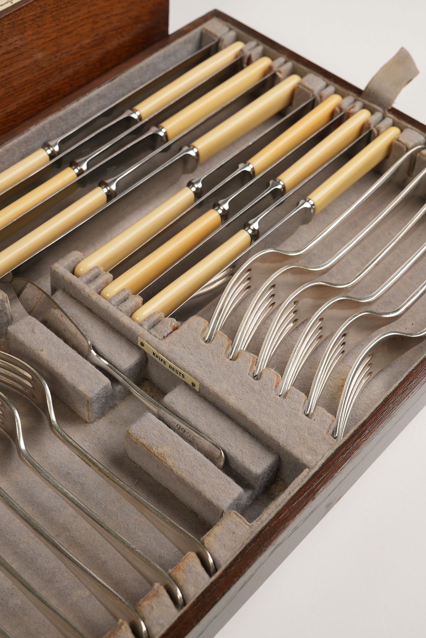Antique Silver Plated Cutlery Canteen in Fitted Oak Case