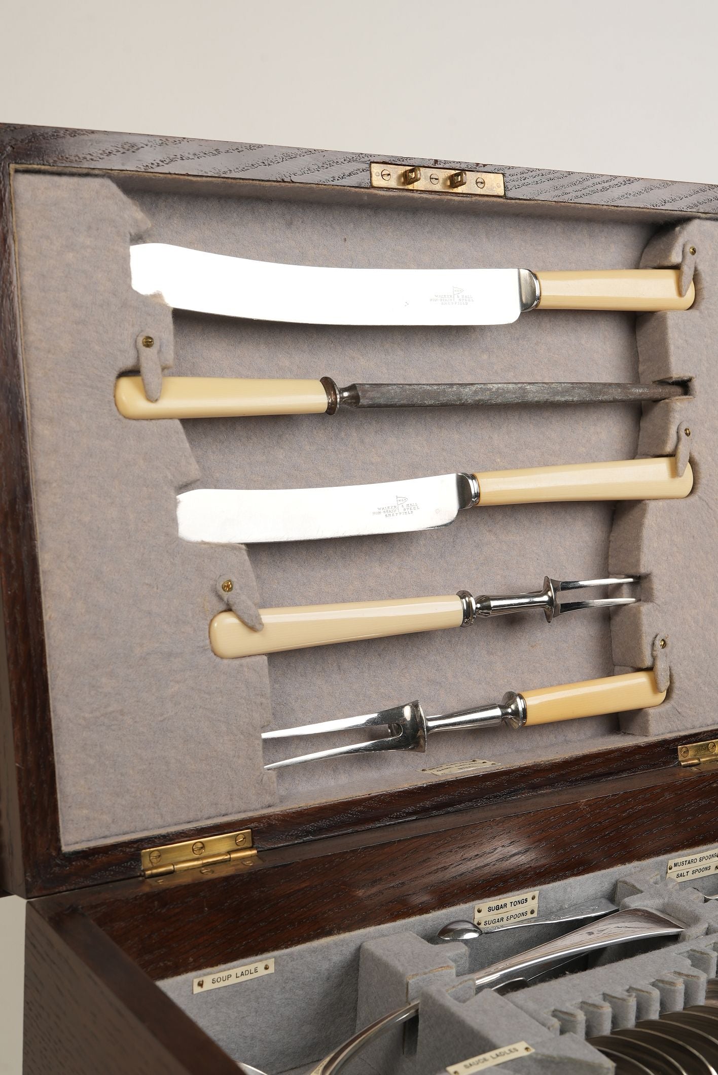 Antique Silver Plated Cutlery Canteen in Fitted Oak Case