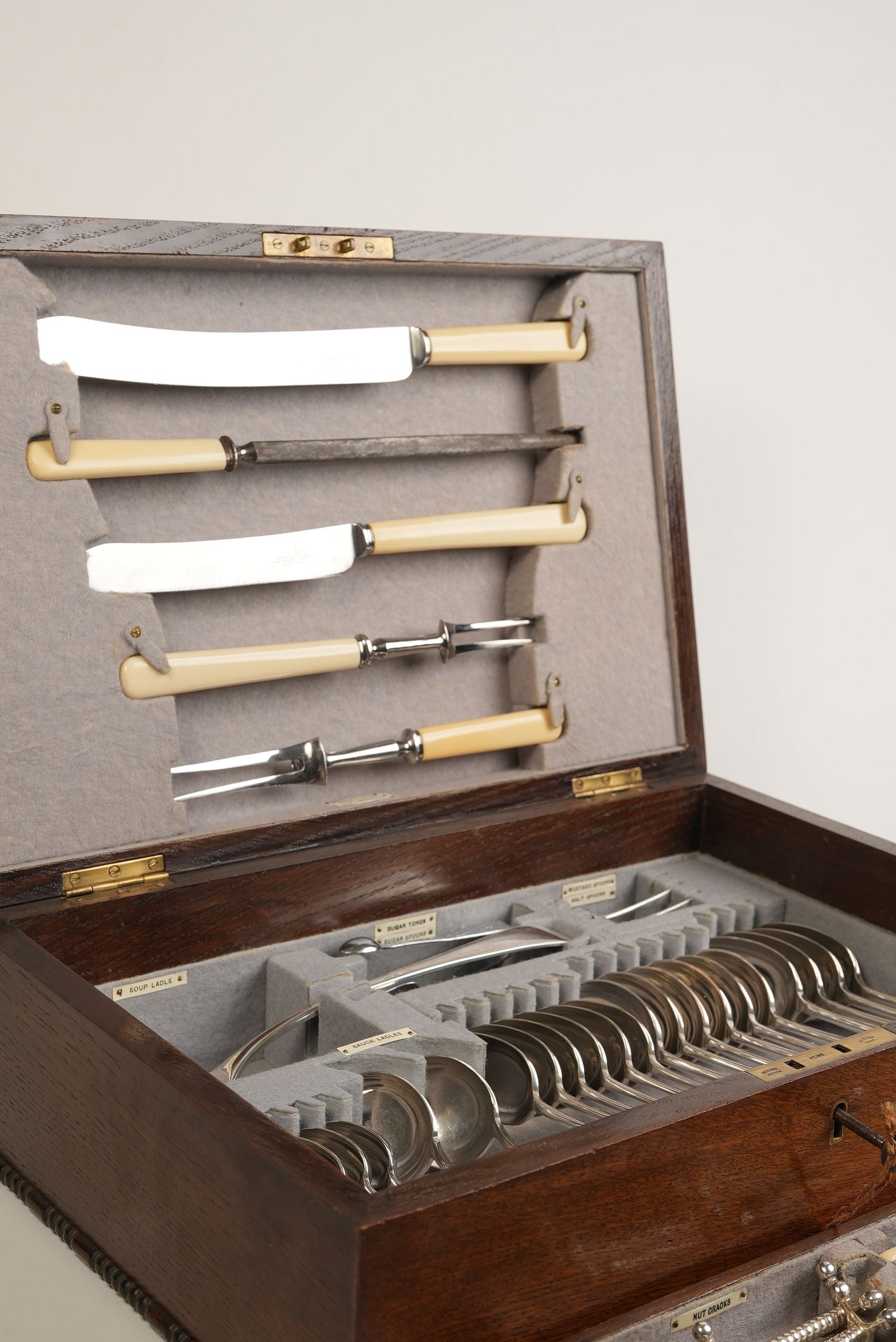 Antique Silver Plated Cutlery Canteen in Fitted Oak Case