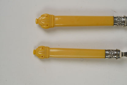 Antique Dinner Forks & Knives with Ornate Handles