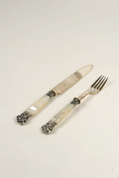 Antique Mother of Pearl Fork & Knife Set