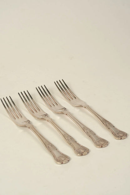 Set of 6 | Silver-Plated Fish Forks With Ornate Handles