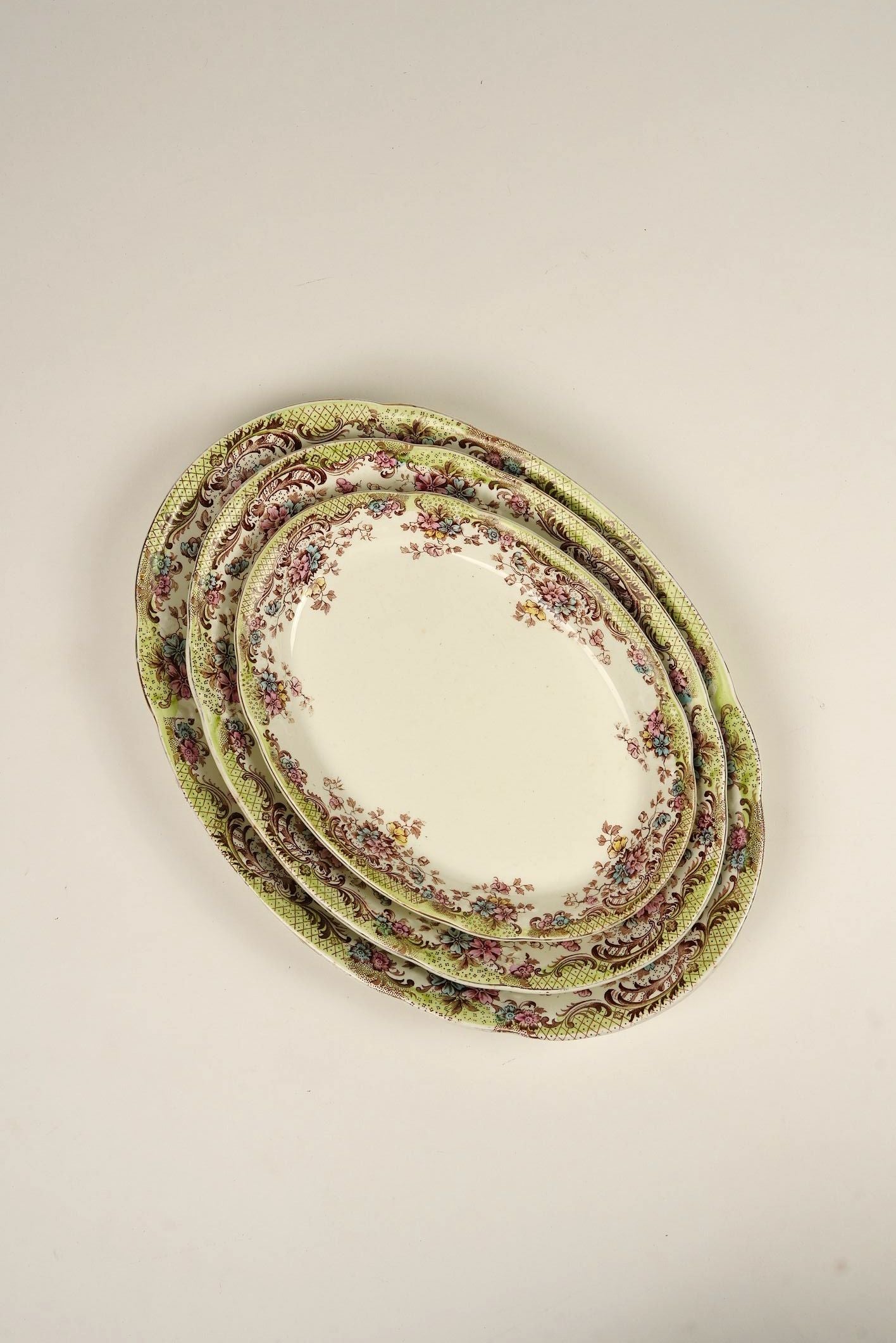 Antique William Northwood “Maine” Pattern Floral Platters | Set of 3