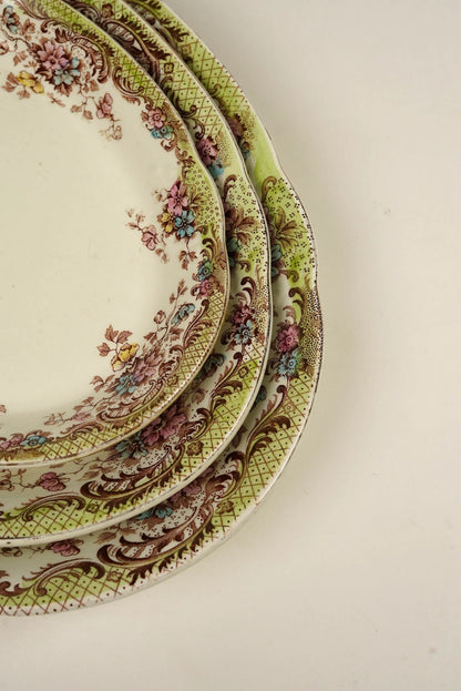Antique William Northwood “Maine” Pattern Floral Platters | Set of 3