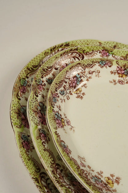 Antique William Northwood “Maine” Pattern Floral Platters | Set of 3