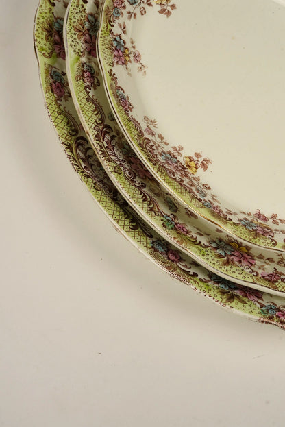 Antique William Northwood “Maine” Pattern Floral Platters | Set of 3