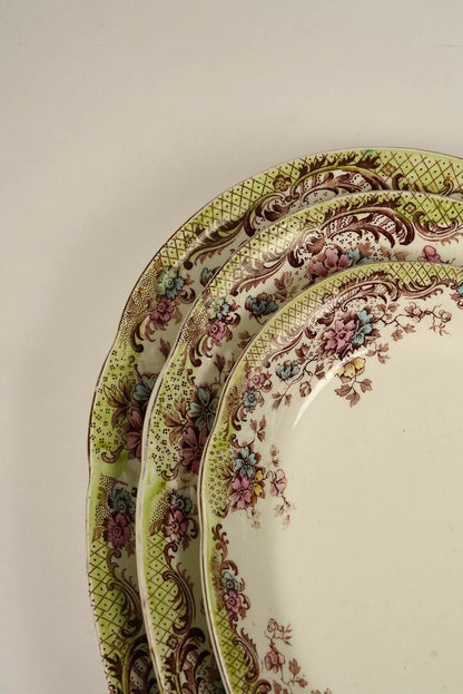 Antique William Northwood “Maine” Pattern Floral Platters | Set of 3