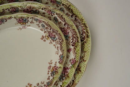Antique William Northwood “Maine” Pattern Floral Platters | Set of 3
