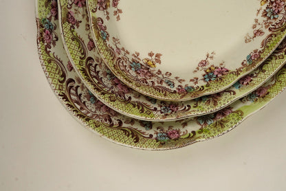 Antique William Northwood “Maine” Pattern Floral Platters | Set of 3