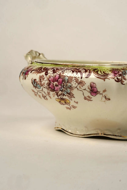 Antique William Northwood “Maine” Pattern Gravy Dish & Ladle | Set of 2