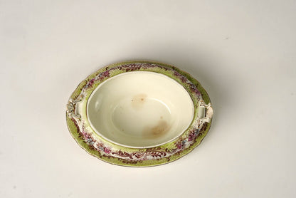 Antique William Northwood “Maine” Pattern Gravy Dish & Ladle | Set of 2