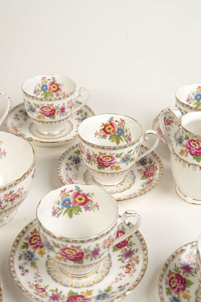 38-Piece Fine Bone China Tea & Cake Set “Malvern” Pattern