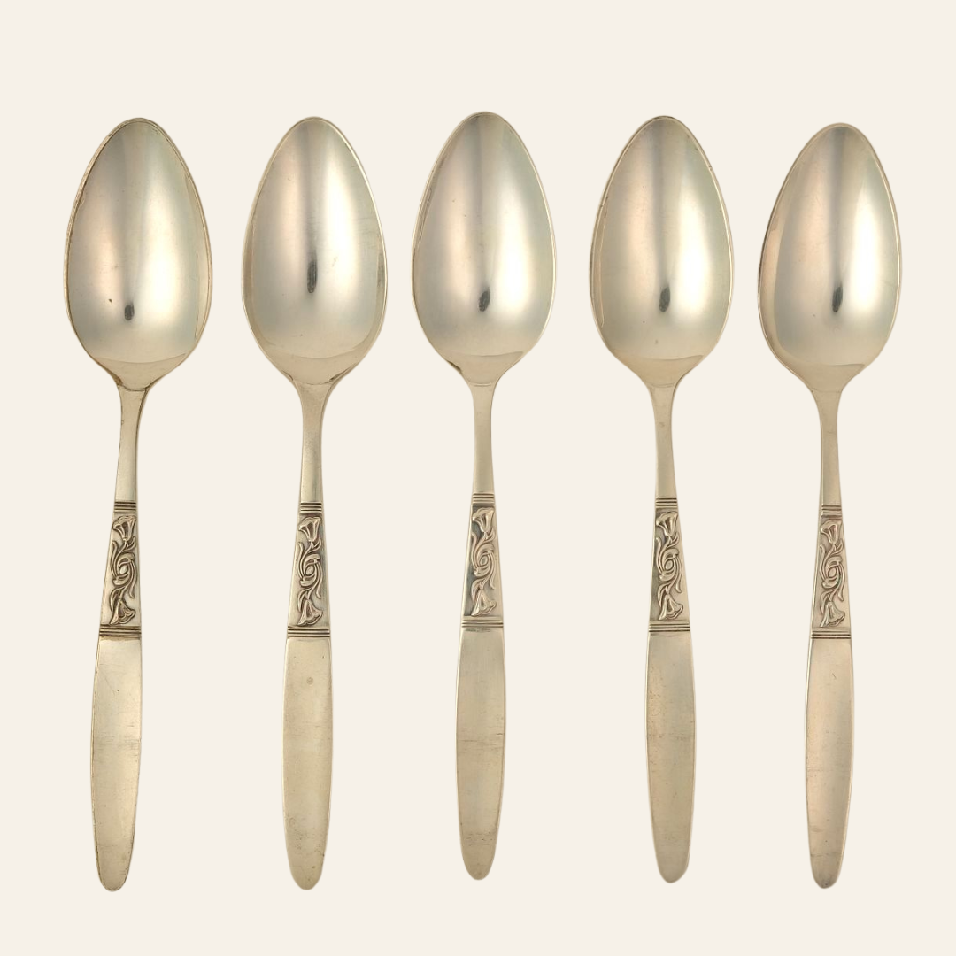 Set of 5 Antique Silver-Plated Spoons