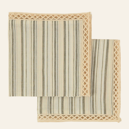 Grey & Beige Striped Napkins | Set of 2