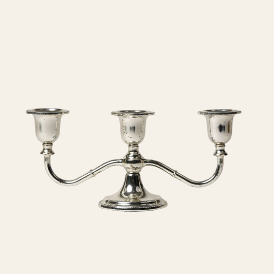 Vintage Three-Arm Silver-Plated Candelabra