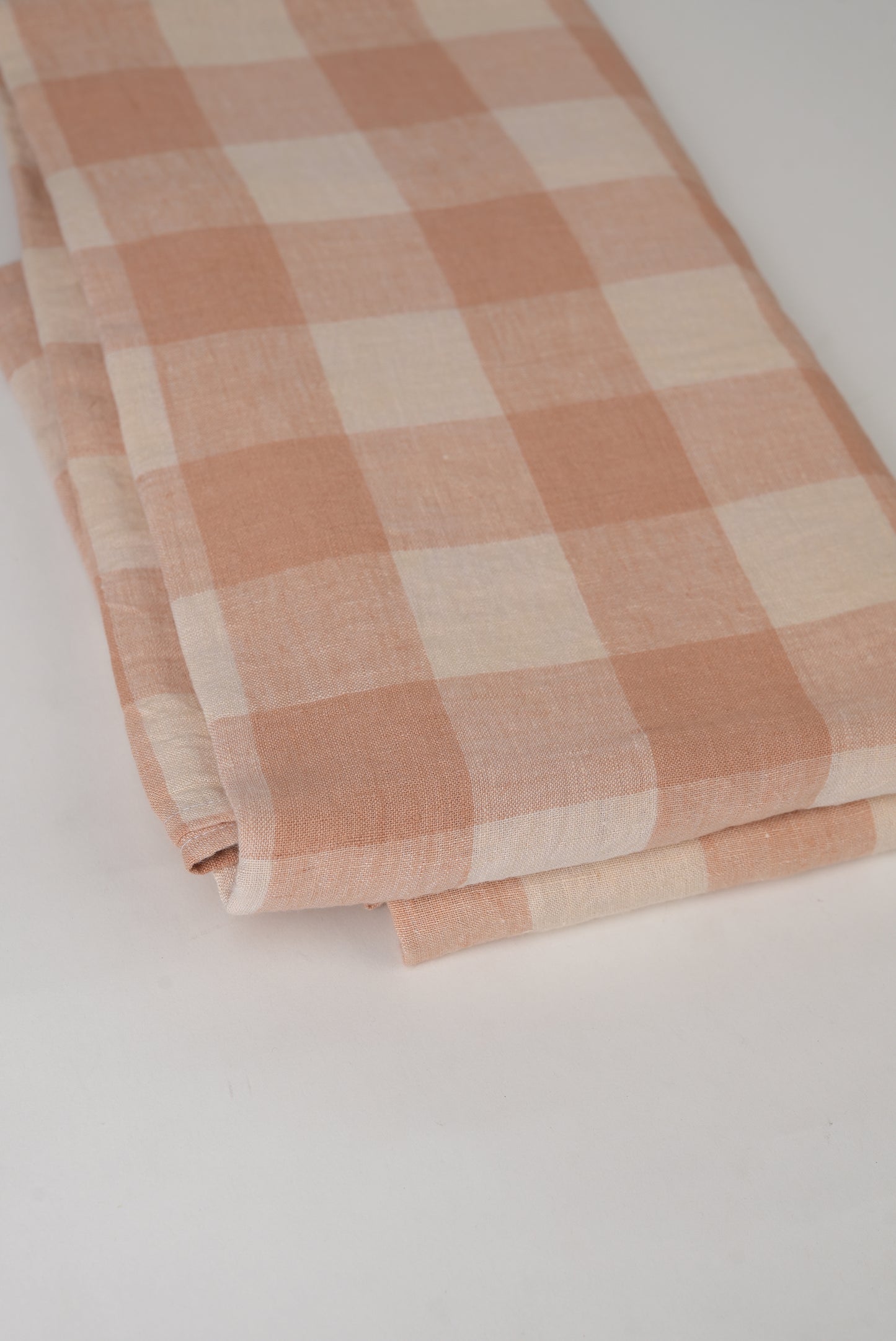 Peach & Off White Checkered Table Cover
