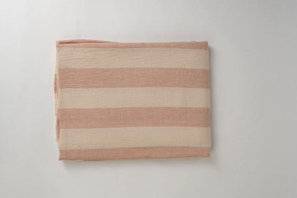 Beige & White Stripe Linen Table Cover