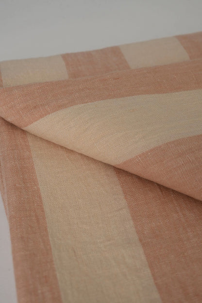 Beige & White Stripe Linen Table Cover