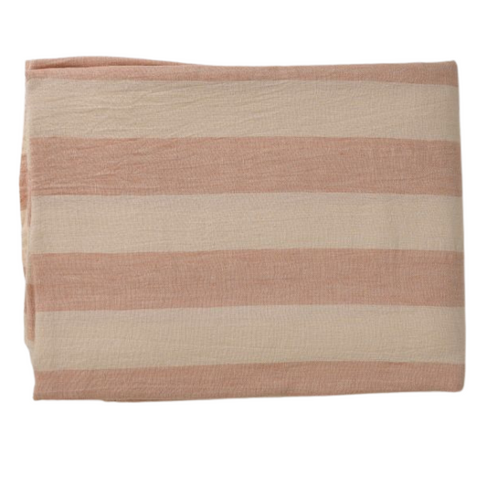 Beige & White Stripe Linen Table Cover